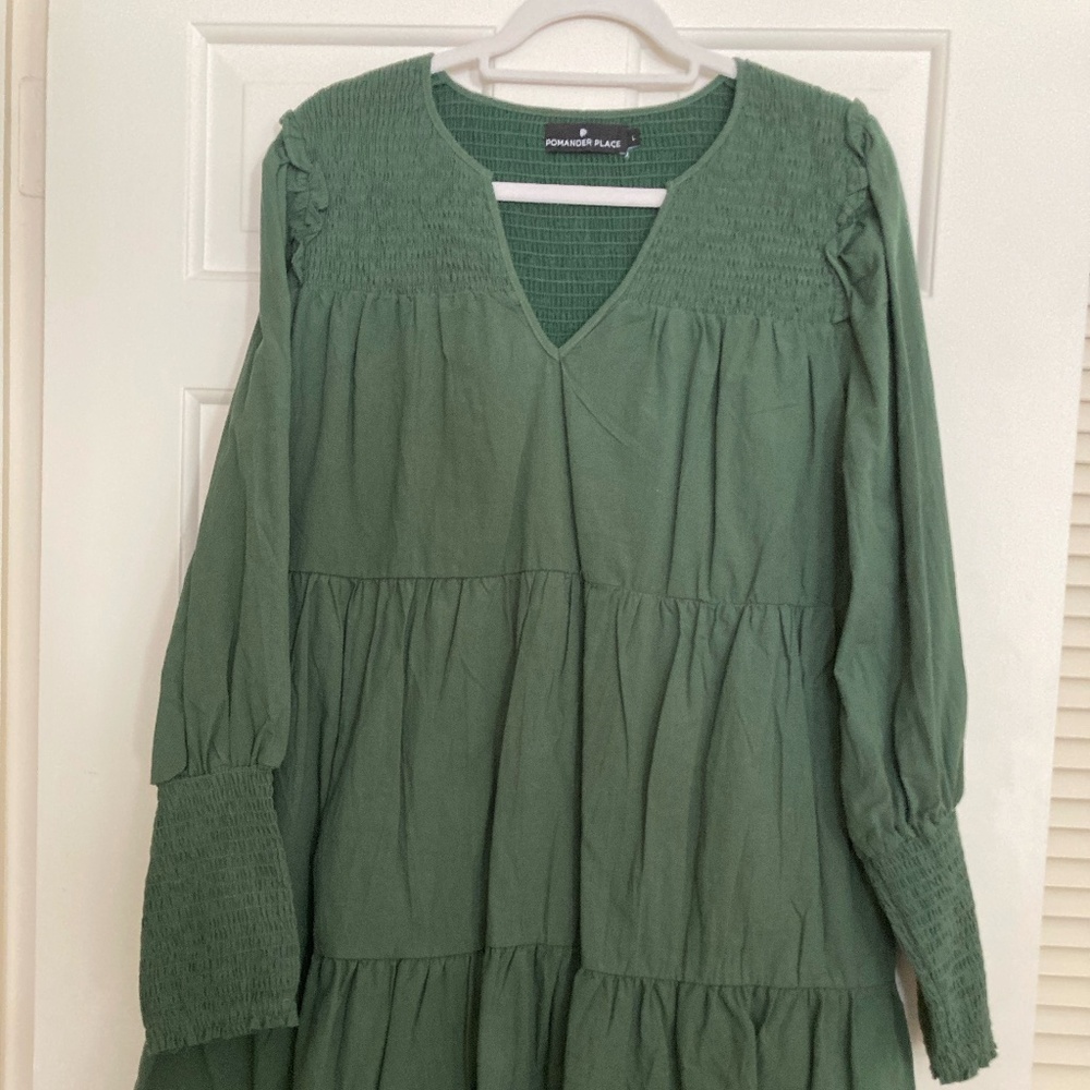 NWOT TUCKERNUCK Pomander Place Ceci Green Tiered Dress  Size L